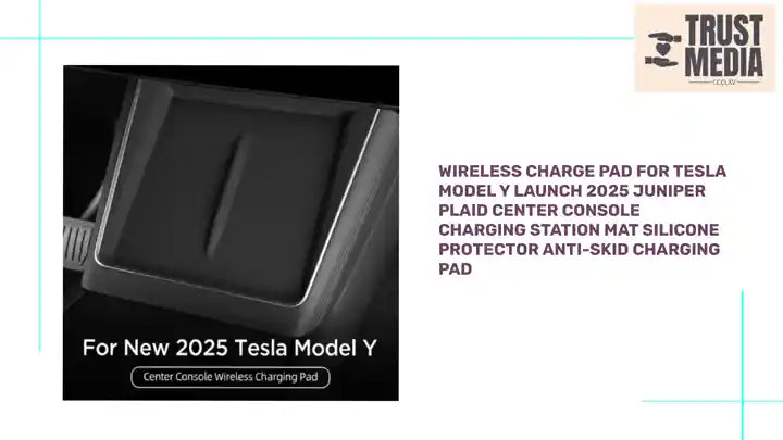 Wireless Charge Pad For Tesla Model Y LAUNCH 2025 Juniper Plaid Center Console Charging Station Mat Silicone Protector Anti-skid charging pad by@Outfy