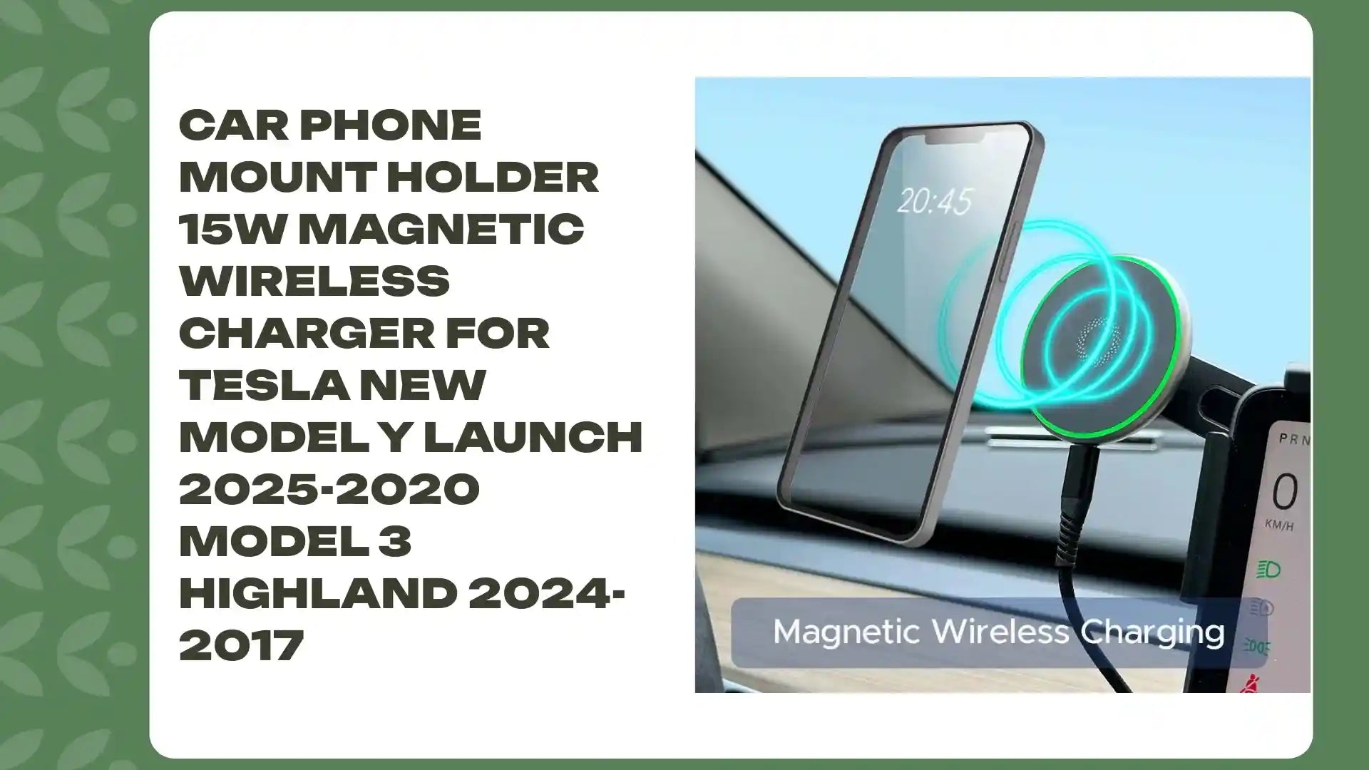 Car Phone Mount Holder 15W Magnetic Wireless Charger for Tesla New Model Y Launch 2025-2020 Model 3 Highland 2024-2017 by@Outfy