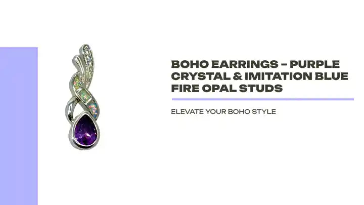 Boho Earrings &ndash; Purple Crystal &amp; Imitation Blue Fire Opal Studs by@Outfy