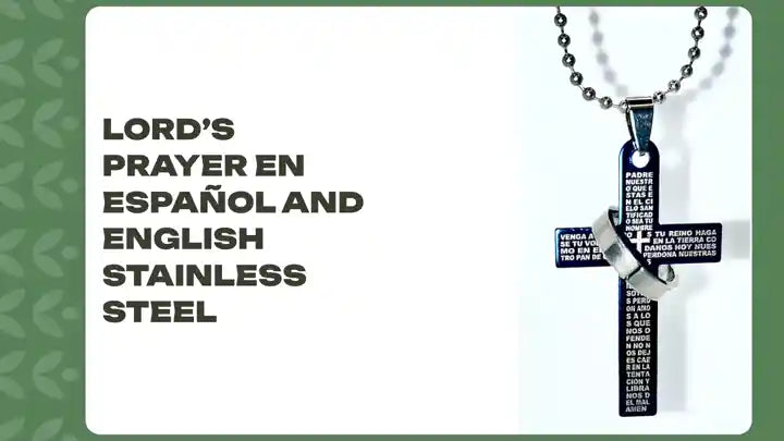Lord&rsquo;s Prayer en espa&ntilde;ol and English stainless steel by@Outfy
