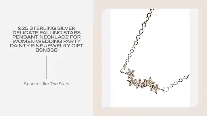 925 Sterling Silver Delicate Falling Stars Pendant Necklace for Women Wedding Party Dainty Fine Jewelry Gift BSN368 by@Outfy
