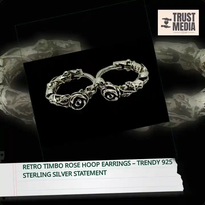 Retro Timbo Rose Hoop Earrings &ndash; Trendy 925 Sterling Silver Statement by@Outfy