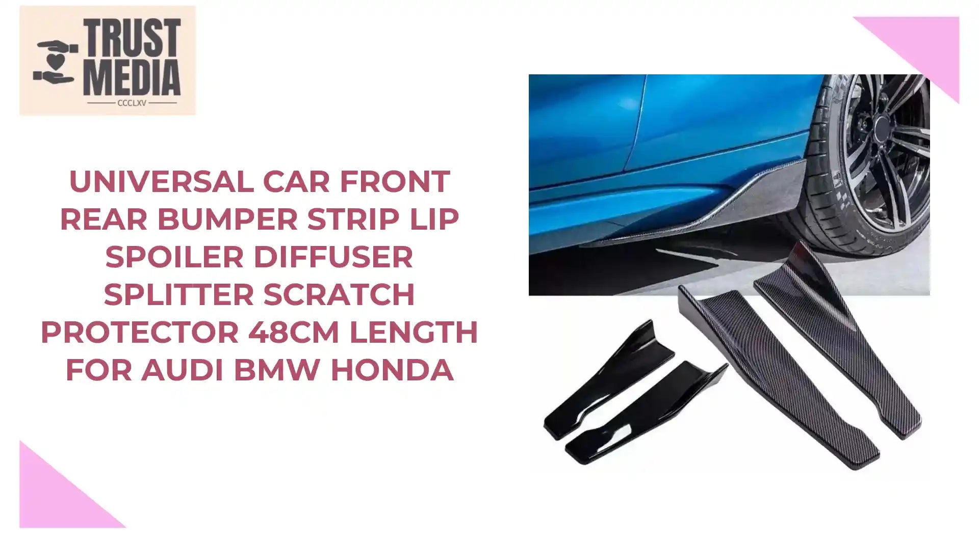 Universal Car Front Rear Bumper Strip Lip Spoiler Diffuser Splitter Scratch Protector 48CM Length For Audi BMW HONDA by@Outfy