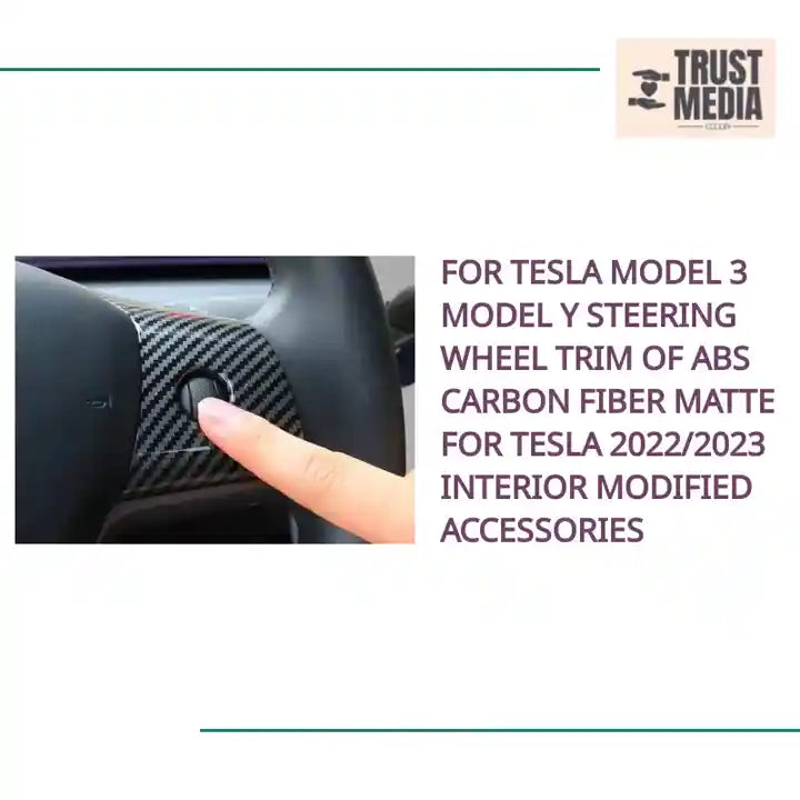 For Tesla Model 3 Model Y Steering Wheel Trim Of ABS Carbon Fiber Matte For Tesla 2022/2023 Interior Modified Accessories by@Outfy