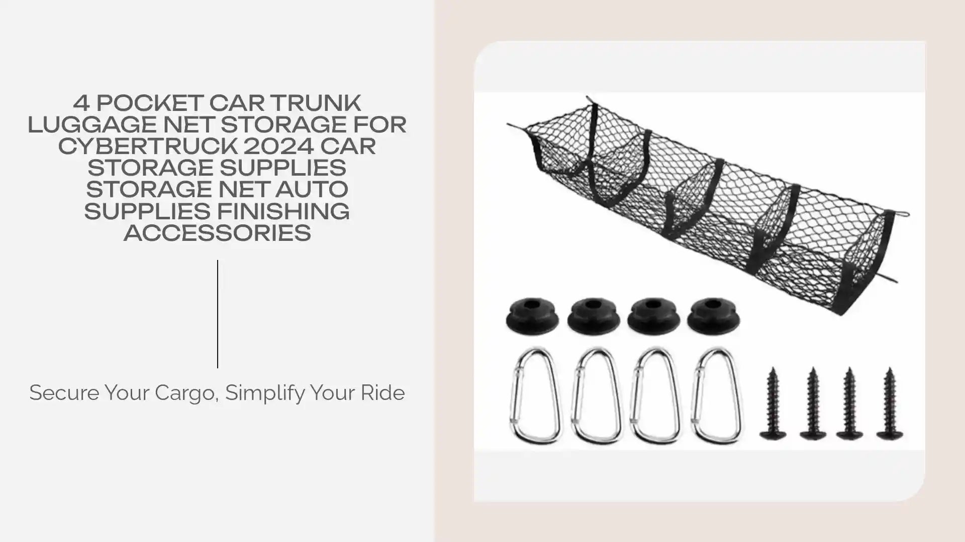 4 Pocket Car Trunk Luggage Net Storage For Cybertruck 2024 Car Storage Supplies Storage Net Auto Supplies Finishing Accessories by@Outfy