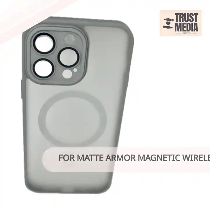 For Matte Armor Magnetic Wireless Charging Case For iPhone Shockproof Lens Protection Grey Matte by@Outfy