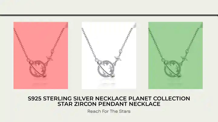 S925 Sterling Silver Necklace Planet Collection Star Zircon Pendant Necklace by@Outfy
