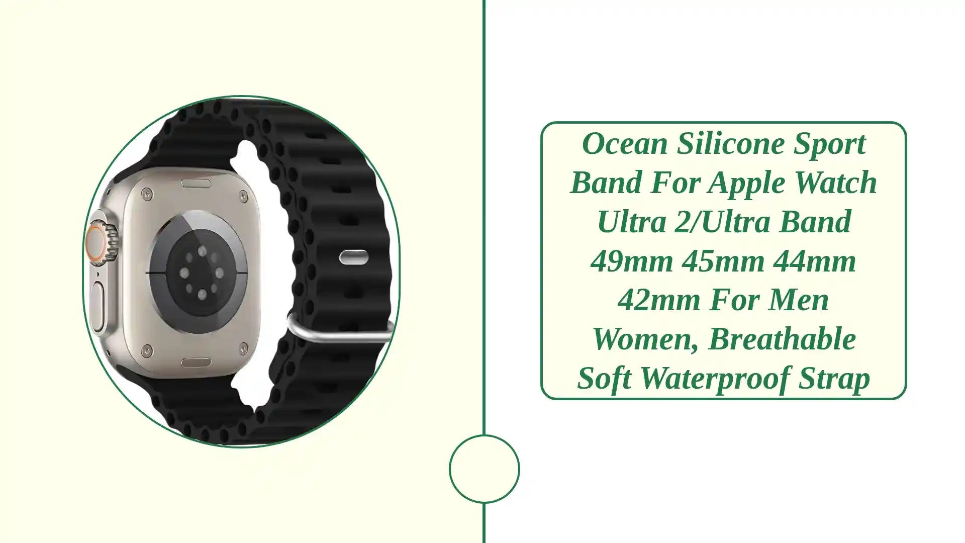 Ocean Silicone Sport Band For Apple Watch Ultra 2/Ultra Band 49mm 45mm 44mm 42mm for Men Women, Breathable Soft Waterproof Strap by@Outfy