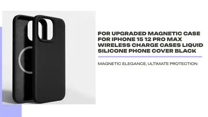 For Upgraded Magnetic Case For iPhone 15 12 Pro Max Wireless Charge Cases Liquid Silicone Phone Cover Black by@Outfy