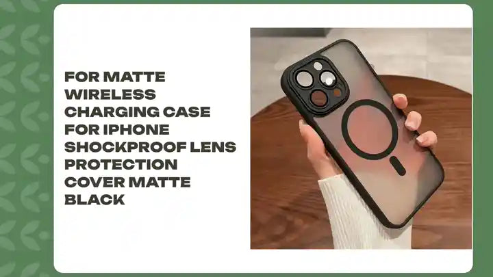 For Matte Wireless Charging Case For iPhone Shockproof Lens Protection Cover Matte Black by@Outfy