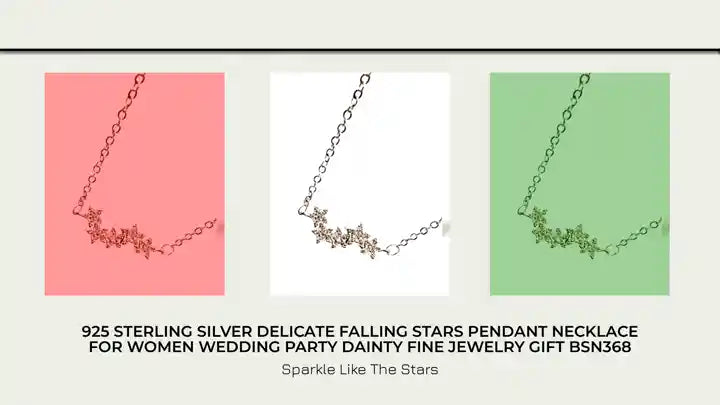 925 Sterling Silver Delicate Falling Stars Pendant Necklace for Women Wedding Party Dainty Fine Jewelry Gift BSN368 by@Outfy
