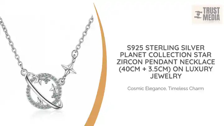 S925 Sterling Silver Planet Collection Star Zircon Pendant Necklace (40cm + 3.5cm) On Luxury Jewelry by@Outfy
