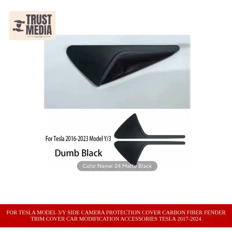 For Tesla Model 3/Y Side Camera Protection Cover Carbon Fiber Fender Trim Cover Car Modification Accessories Tesla 2017-2024 by@Outfy