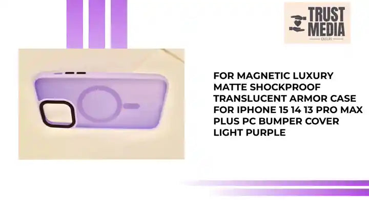 For Magnetic Luxury Matte Shockproof Translucent Armor Case For iPhone 15 14 13 Pro Max Plus PC Bumper Cover Light Purple by@Outfy