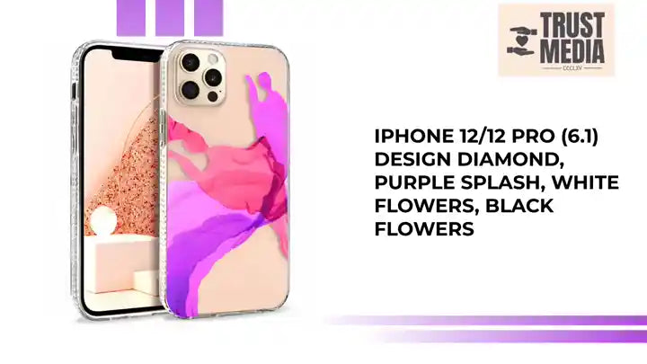 iPhone 12/12 Pro (6.1) Design Diamond, Purple Splash, White Flowers, Black Flowers by@Outfy