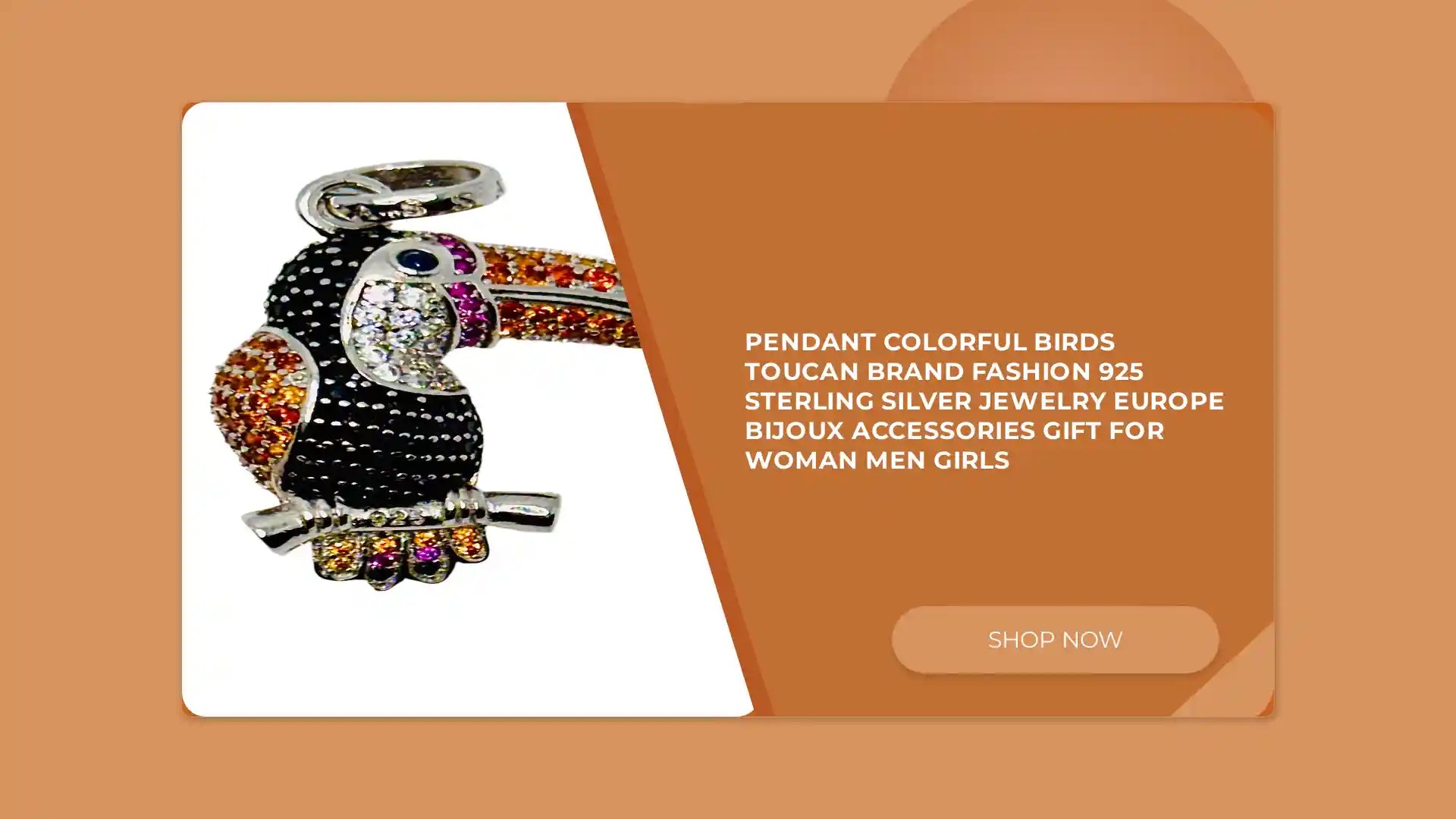 Pendant Colorful Birds Toucan Brand Fashion 925 Sterling Silver Jewelry Europe Bijoux Accessories Gift For Woman Men Girls by@Outfy