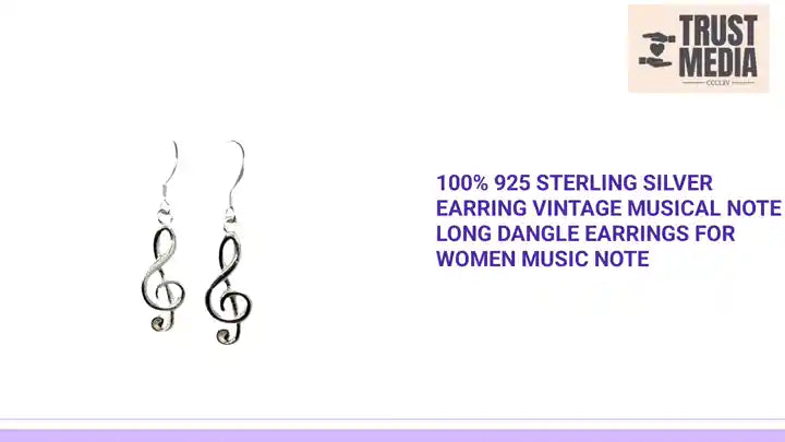 100% 925 Sterling Silver Earring Vintage musical note Long Dangle Earrings For Women music note by@Outfy