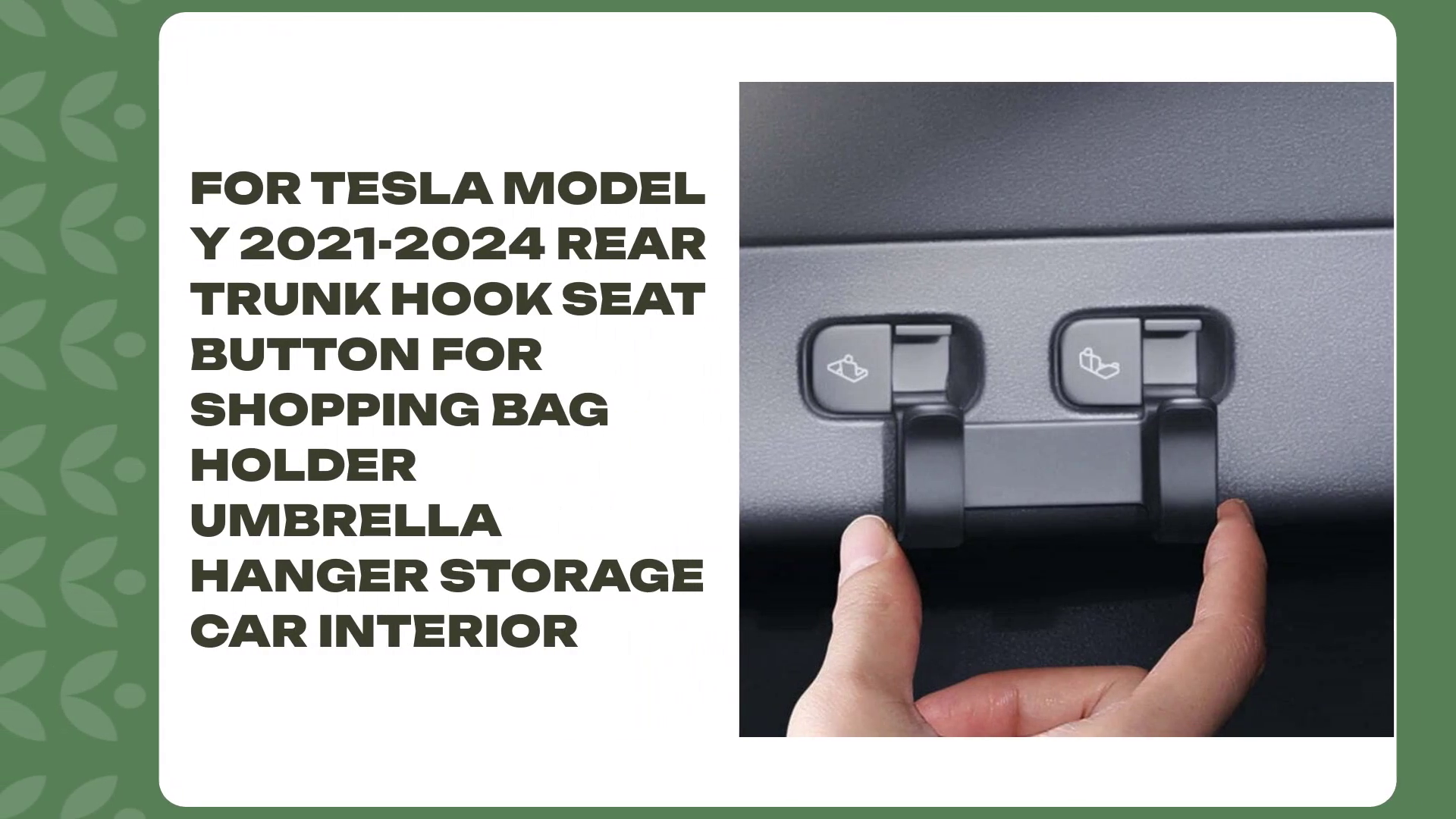 For Tesla Model Y 2021-2024 Rear Trunk Hook Seat Button for Shopping Bag Holder Umbrella Hanger Storage Car Interior by@Outfy