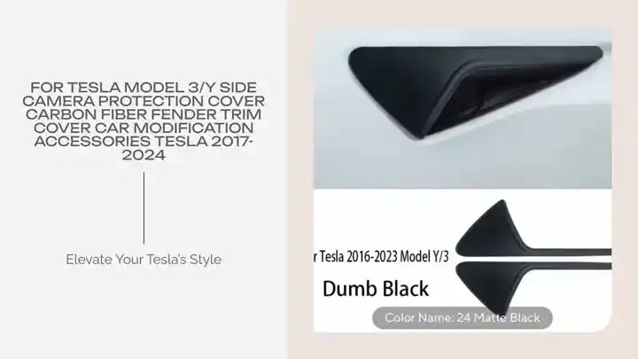 For Tesla Model 3/Y Side Camera Protection Cover Carbon Fiber Fender Trim Cover Car Modification Accessories Tesla 2017-2024 by@Outfy