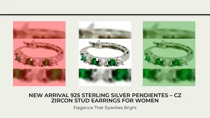 New Arrival 925 Sterling Silver Pendientes &ndash; CZ Zircon Stud Earrings for Women by@Outfy