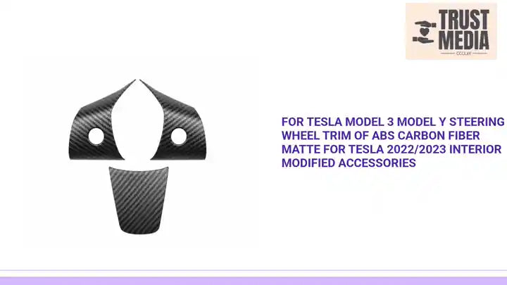 For Tesla Model 3 Model Y Steering Wheel Trim Of ABS Carbon Fiber Matte For Tesla 2022/2023 Interior Modified Accessories by@Outfy