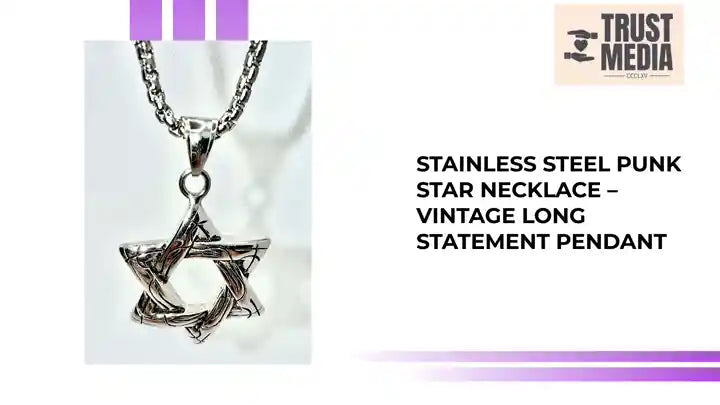 Stainless Steel Punk Star Necklace &ndash; Vintage Long Statement Pendant by@Outfy