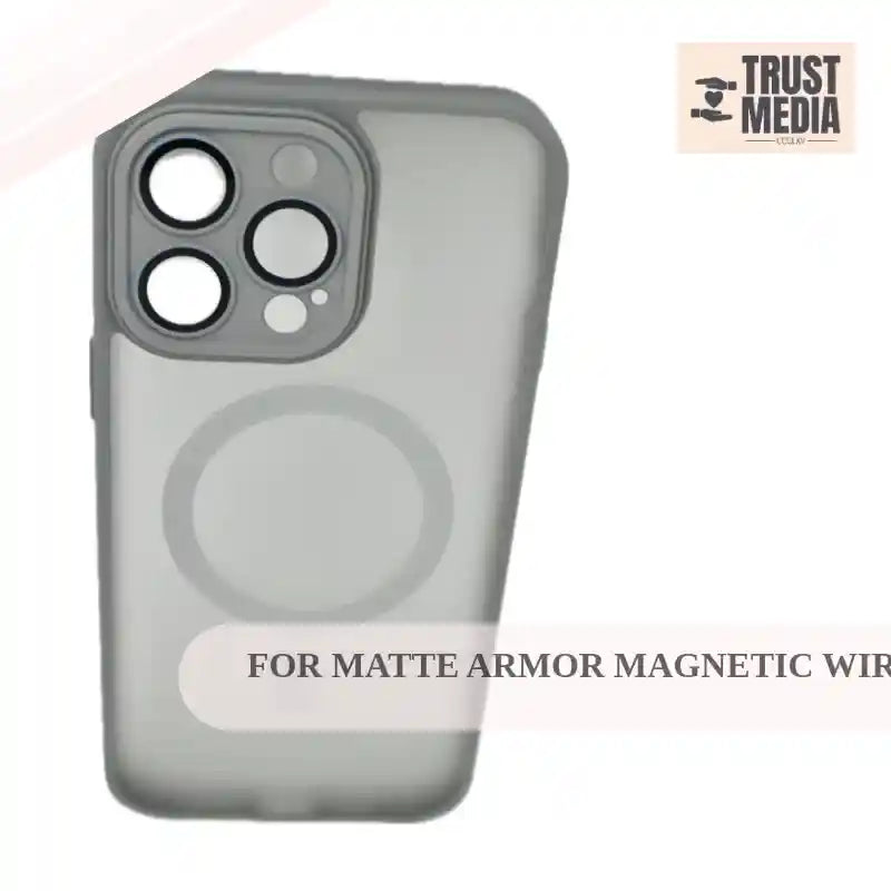 For Matte Armor Magnetic Wireless Charging Case For iPhone Shockproof Lens Protection Grey Matte by@Outfy