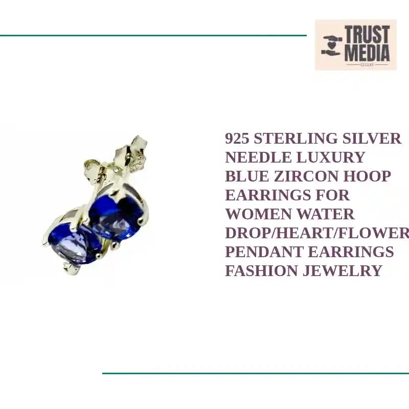 925 Sterling Silver Needle Luxury Blue Zircon Hoop Earrings for Women Water Drop/Heart/Flower Pendant Earrings Fashion Jewelry by@Outfy