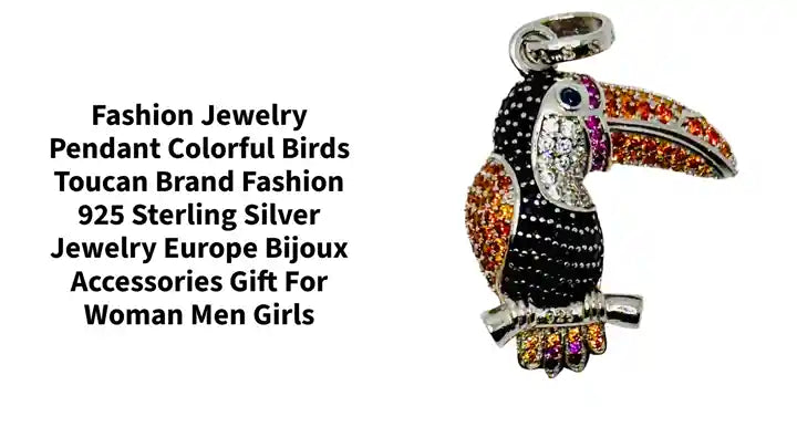 Fashion Jewelry Pendant Colorful Birds Toucan Brand Fashion 925 Sterling Silver Jewelry Europe Bijoux Accessories Gift For Woman Men Girls by@Outfy