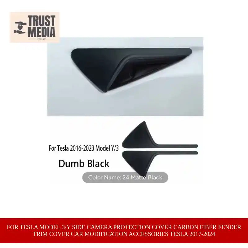 For Tesla Model 3/Y Side Camera Protection Cover Carbon Fiber Fender Trim Cover Car Modification Accessories Tesla 2017-2024 by@Outfy