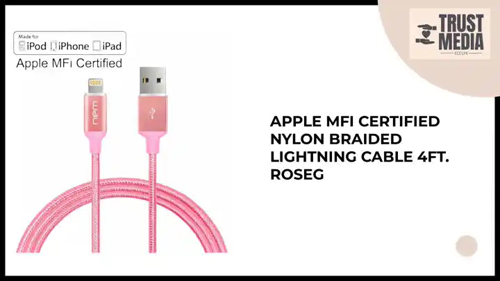 Apple MFi Certified Nylon Braided Lightning Cable 4Ft. RoseG by@Outfy