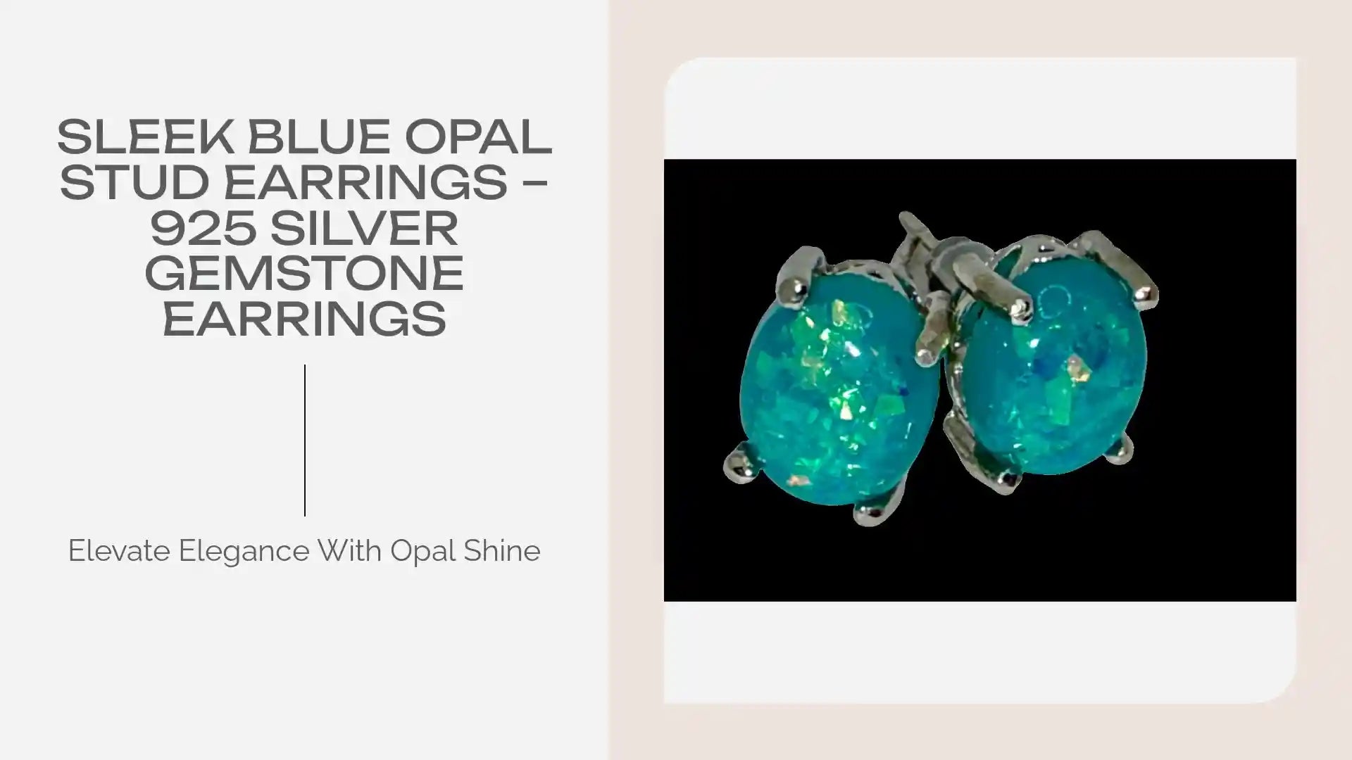 Sleek Blue Opal Stud Earrings &ndash; 925 Silver Gemstone Earrings by@Outfy