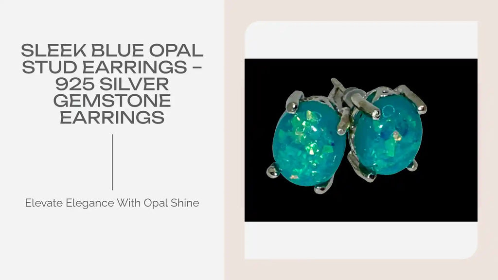 Sleek Blue Opal Stud Earrings &ndash; 925 Silver Gemstone Earrings by@Outfy