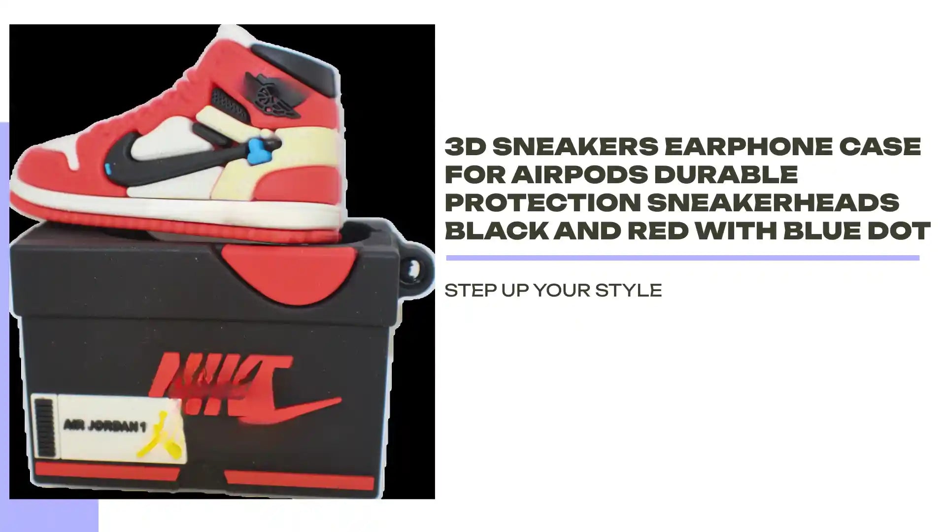 3D Sneakers Earphone Case For Airpods Durable Protection Sneakerheads Black and Red with blue dot by@Outfy