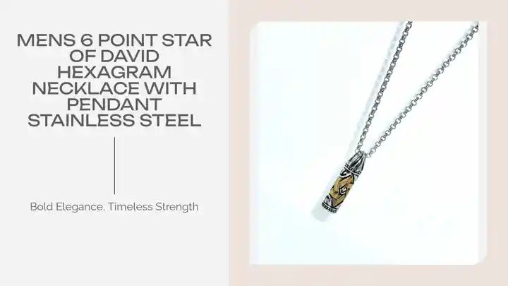 Mens 6 Point Star of David Hexagram Necklace With Pendant Stainless Steel by@Outfy