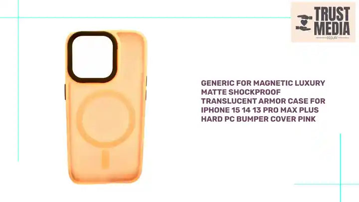 Generic for Magnetic Luxury Matte Shockproof Translucent Armor Case for iPhone 15 14 13 Pro Max Plus Hard PC Bumper Cover Pink by@Outfy