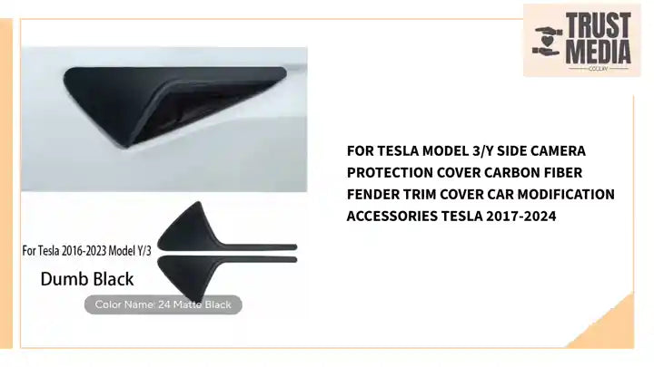 For Tesla Model 3/Y Side Camera Protection Cover Carbon Fiber Fender Trim Cover Car Modification Accessories Tesla 2017-2024 by@Outfy