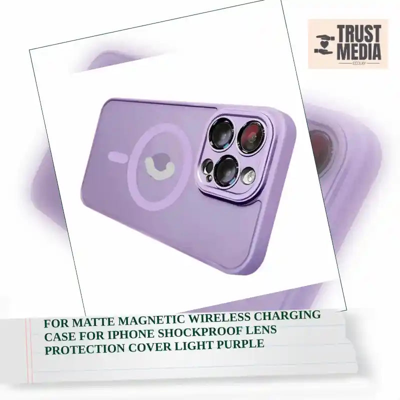 For Matte Magnetic Wireless Charging Case For iPhone Shockproof Lens Protection Cover Light Purple by@Outfy