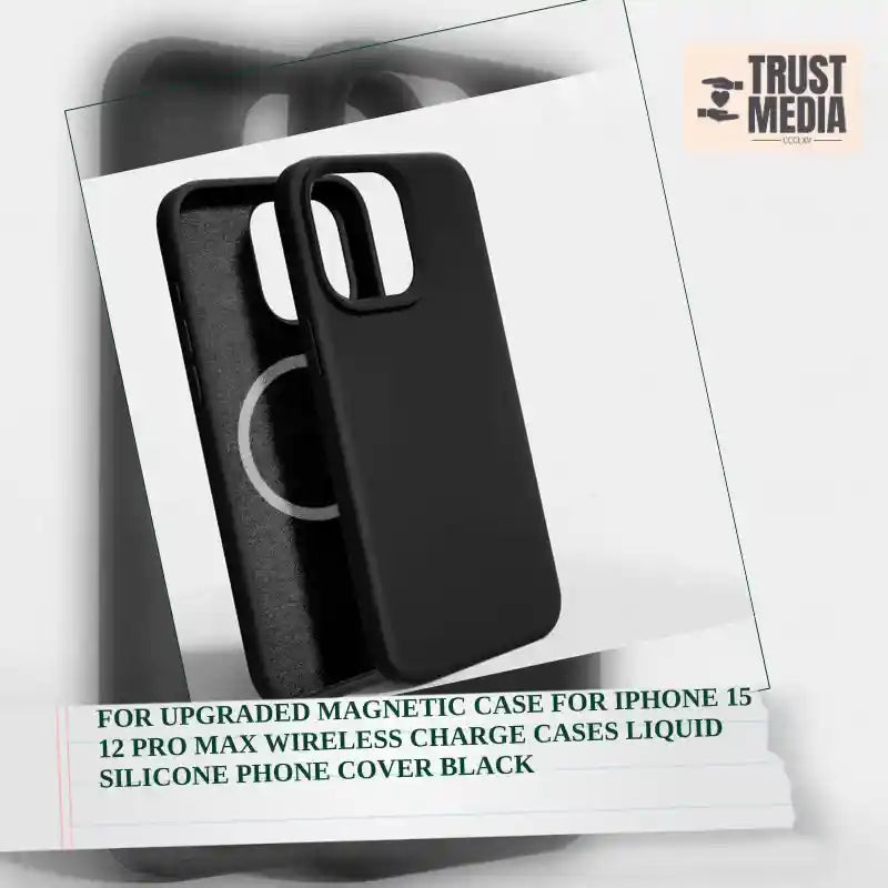 For Upgraded Magnetic Case For iPhone 15 12 Pro Max Wireless Charge Cases Liquid Silicone Phone Cover Black by@Outfy