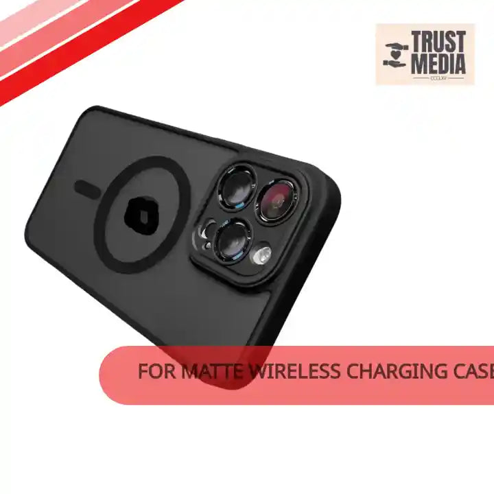 For Matte Wireless Charging Case For iPhone Shockproof Lens Protection Cover Matte Black by@Outfy