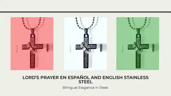 Lord&rsquo;s Prayer en espa&ntilde;ol and English stainless steel by@Outfy