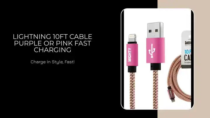 Lightning 10FT Cable Purple or Pink Fast Charging by@Outfy