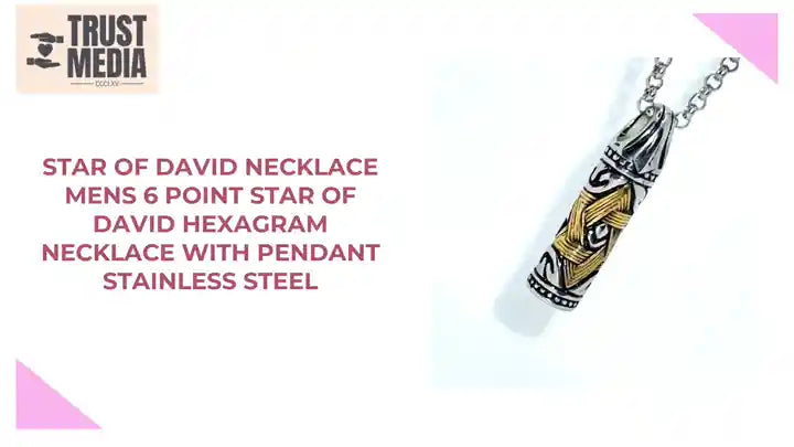 Star of David necklace Mens 6 Point Star of David Hexagram Necklace With Pendant Stainless Steel by@Outfy