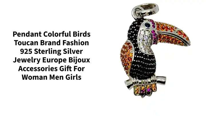 Pendant Colorful Birds Toucan Brand Fashion 925 Sterling Silver Jewelry Europe Bijoux Accessories Gift For Woman Men Girls by@Outfy