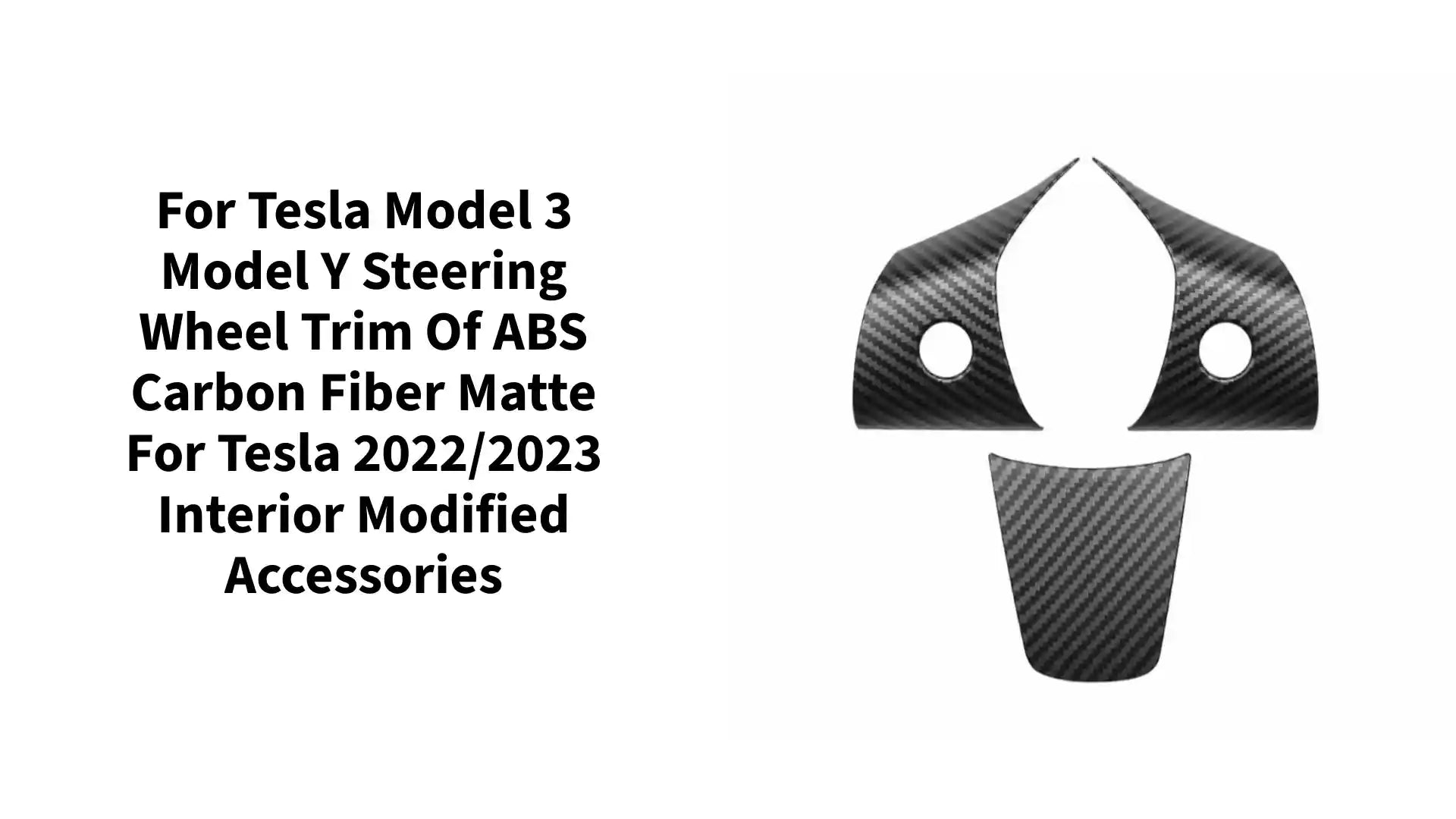 For Tesla Model 3 Model Y Steering Wheel Trim Of ABS Carbon Fiber Matte For Tesla 2022/2023 Interior Modified Accessories by@Outfy