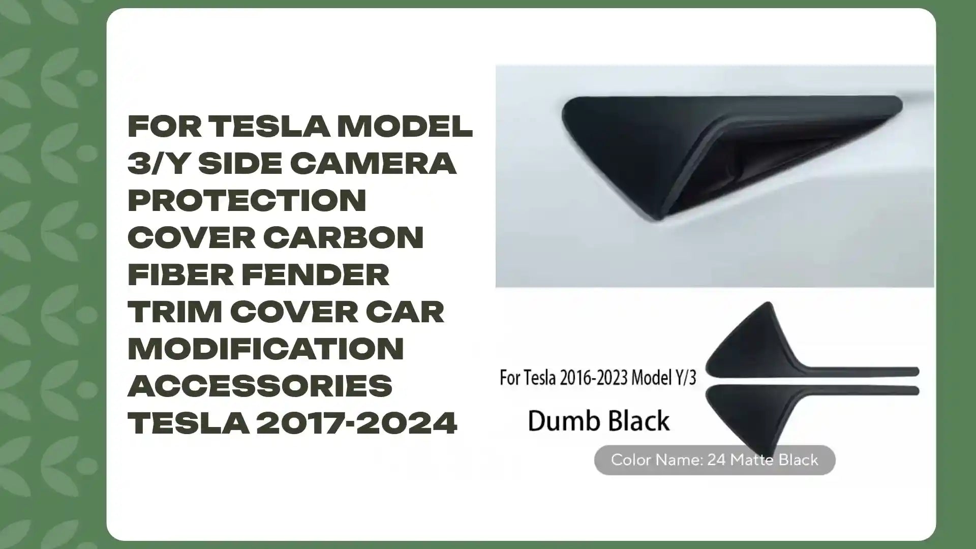 For Tesla Model 3/Y Side Camera Protection Cover Carbon Fiber Fender Trim Cover Car Modification Accessories Tesla 2017-2024 by@Outfy