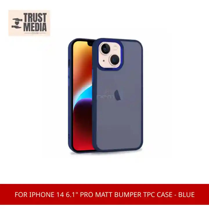 For iPhone 14 6.1&quot; Pro Matt Bumper TPC Case - Blue by@Outfy