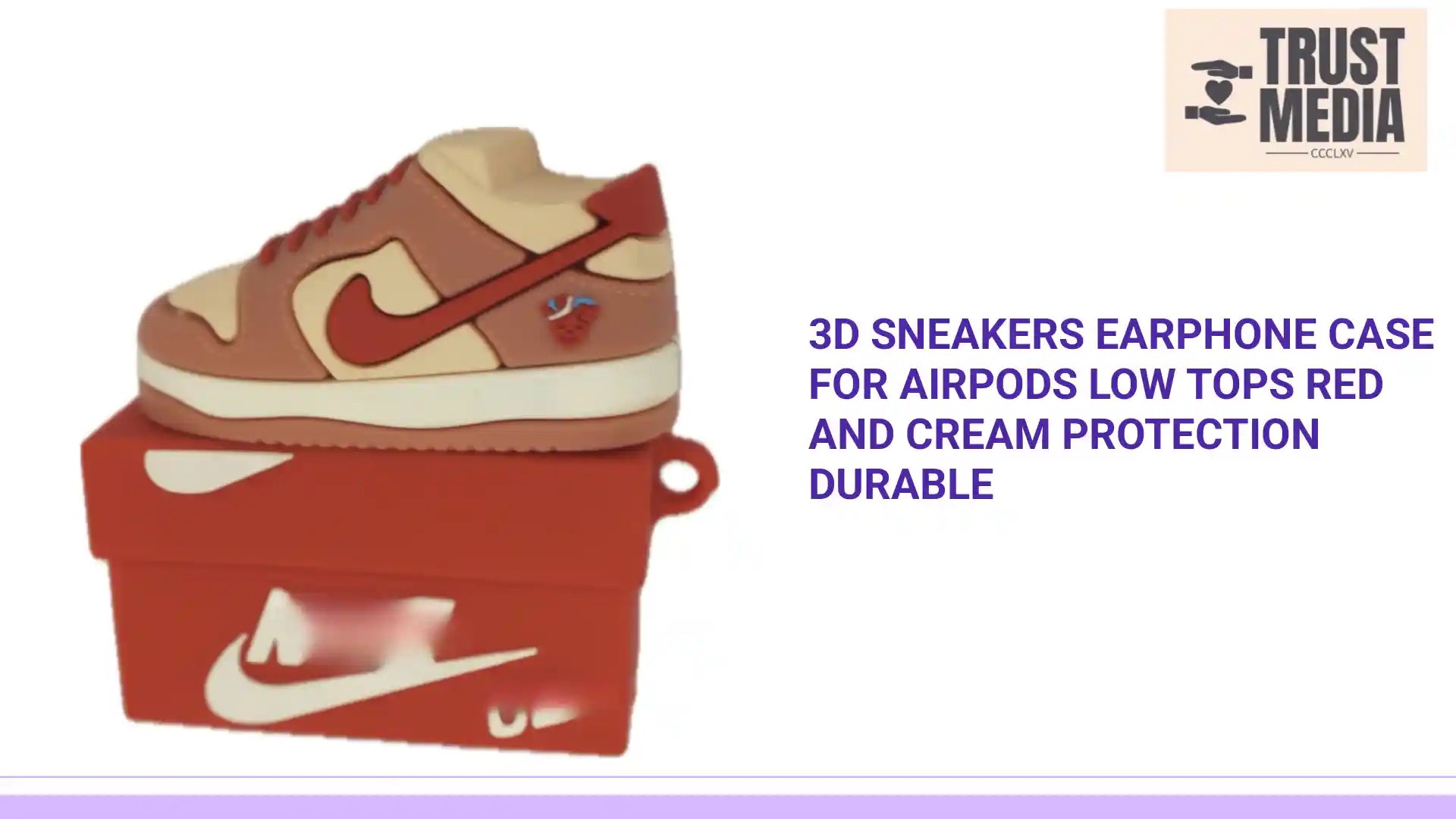 3D Sneakers Earphone Case For Airpods Low Tops red and cream protection durable by@Outfy