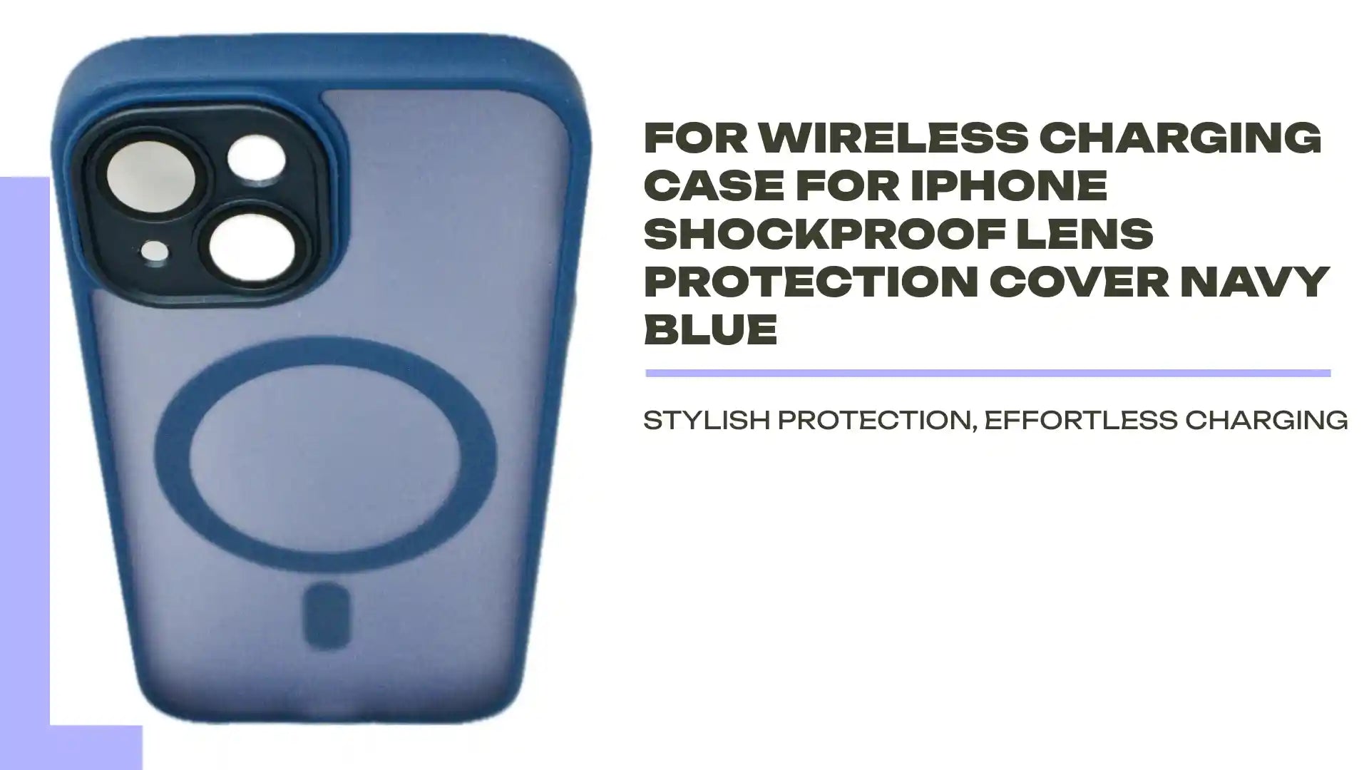 For Wireless Charging Case For iPhone Shockproof Lens Protection Cover Navy Blue by@Outfy