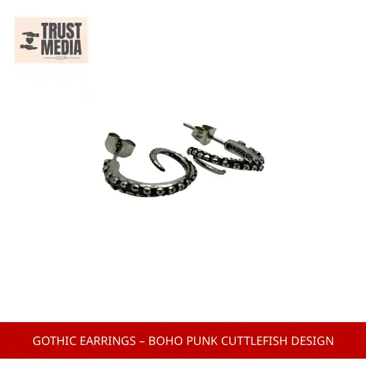 Gothic Earrings &ndash; Boho Punk Cuttlefish Design by@Outfy